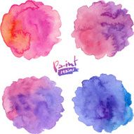 Red to purple colors vector watercolor splashes set