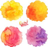 Warm colors vector watercolor splashes set