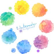 Rainbow colors vector watercolor stains set