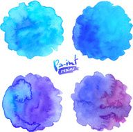 Blue to purple colors vector watercolor splashes set N2