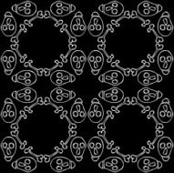 Seamless background made of skulls and bones in black colors N2