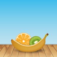 Banana orange and kiwi