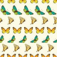 Vector Butterflies Stripes Seamless Pattern N2