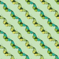 Vector Green Blue Butterflies Diagonal Seamless Pattern N2