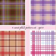 4 sweet plaid pattern set vector N2