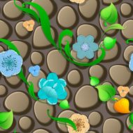 Stone seamless texture with flowers N2