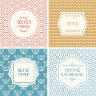 Set of vintage frames on mono line seamless background N8