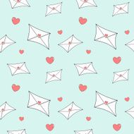 cute cartoon love mail letter seamless pattern illustration N2