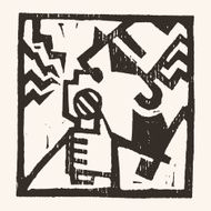 Linocut geometric character- 09