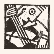 Linocut geometric character- 08