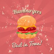 Vintage Hamburger Poster Vector