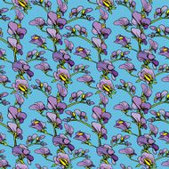 Seamless pattern with flowers - sweet pea handdrawn background N2