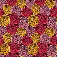 Seamless pattern with Realistic graphic Rose flowers - handdrawn background N2