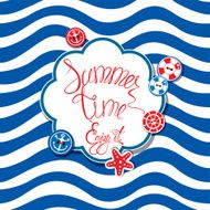 Round frame with calligraphic words Summer Time! Enjoy it!