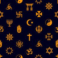 world religions symbols vector icons seamless pattern eps10 N2
