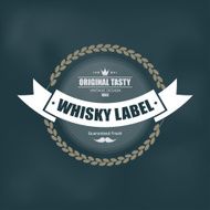 Whiskey label design with decoration and ribbon
