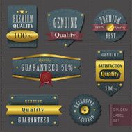 retro premium quality cloth labels with golden elements