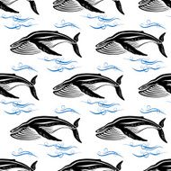 Big swimming cachalots seamless pattern N2