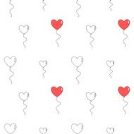 romantic heart balloons in black and white seamless pattern illustration N2