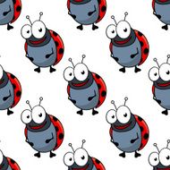 Cartoon ladybugs seamless pattern background N2