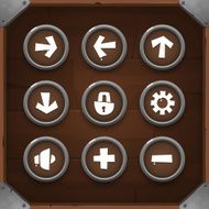 Game Icons on wooden background Set 1