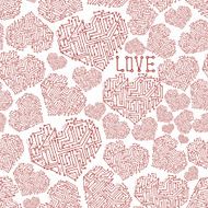 printed red electrical circuit board heart symbol seamless pattern eps10