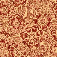 Hand-drawn floral seamless pattern in Indian mehndi style N2