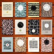 Set of grunge vintage cards with black hand drawn textures N2