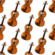 Violin cartoon character seamless pattern N2