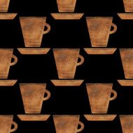Watercolor seamless pattern with cups N2