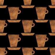 Watercolor seamless pattern with cups N2