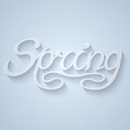 Hand drawn word SPRING lettering with long shadow on light