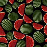 colorful melon fruits dark seamless pattern eps10 N2