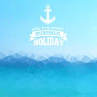 Blue abstract polygon background with a summer logo anchor