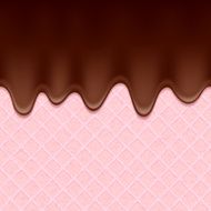 Pink wafer and flowing chocolate - vector background