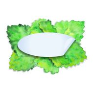 Frame from watercolor leaf and paper for text
