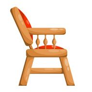 Red royal chair Isolated on white background Vector illustrati