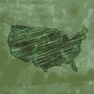 USA map sketched on green chalkboard background N3