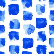 Watercolor blue stain sliding rows geometric seamless pattern