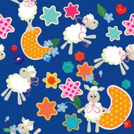 Seamless pattern - sweet dreams sheep toys stars and moon N2