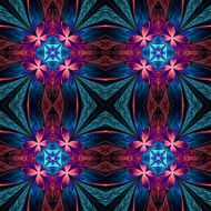 Symmetrical flower pattern in stained-glass window style on black N5