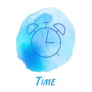 Alarm Clock Time Vector Watercolor Concept