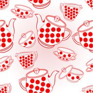 Seamless texture tea service with dots Vector N2