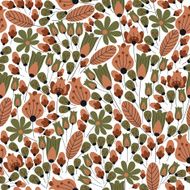 Retro stylized bellflowers seamless pattern