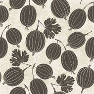Seamless pattern with gooseberry Monochrome vector background N2