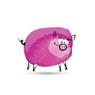 Funny pig Watercolor sketch for your design N2