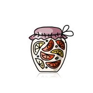 Jar with orange jam sketch for your design
