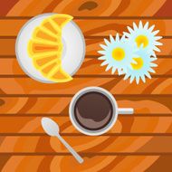 Cup of coffee with croissant Top view N2