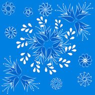 pattern of flowers in blue and white colors seamless N2