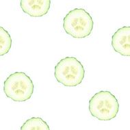 Hand drawn cucumber slice seamless pattern